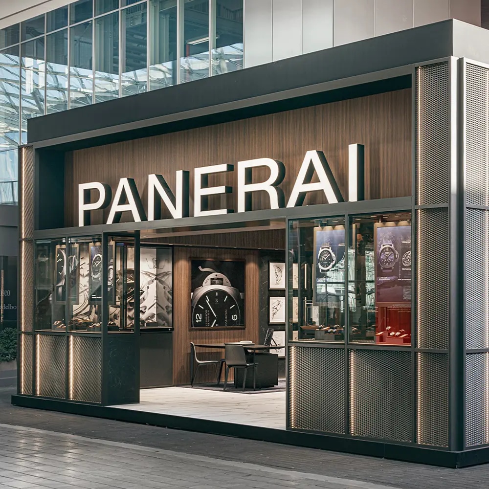 Panerai boutique with different watch models displayed