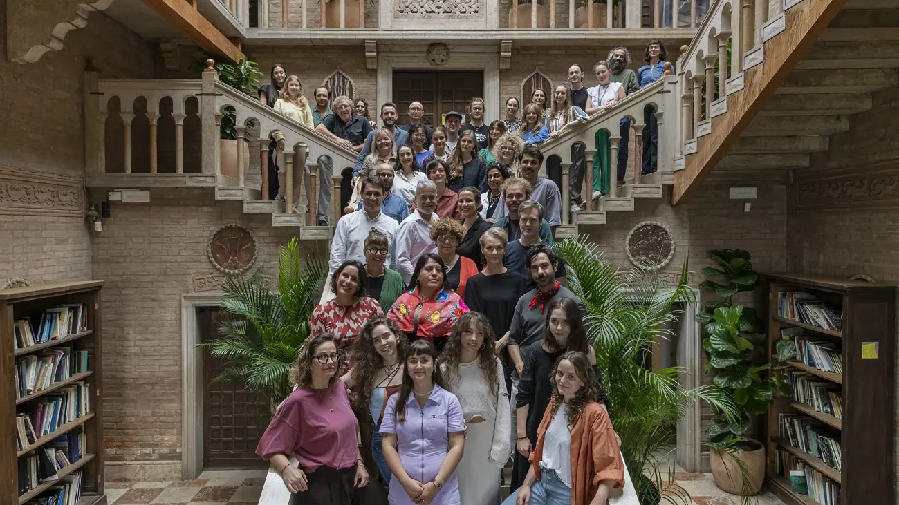 A group of people in an old building