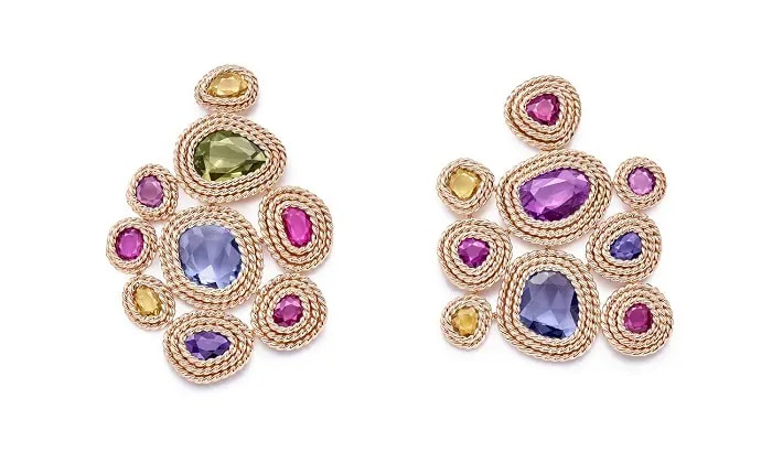 Two jewellery pieces with multiple colour gemstones