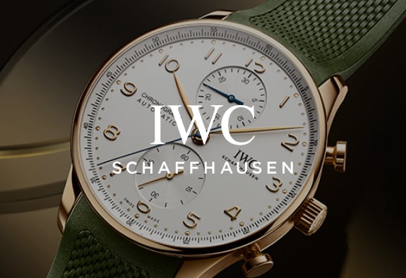 IWC Schaffhausen logo with a watch in the background
