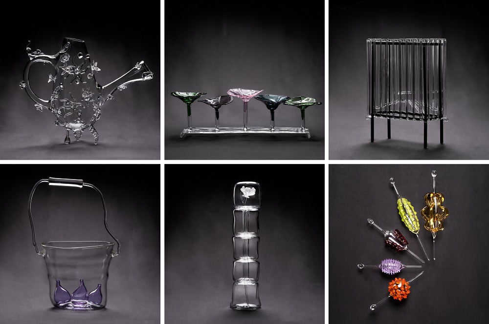 Several glass sculptures