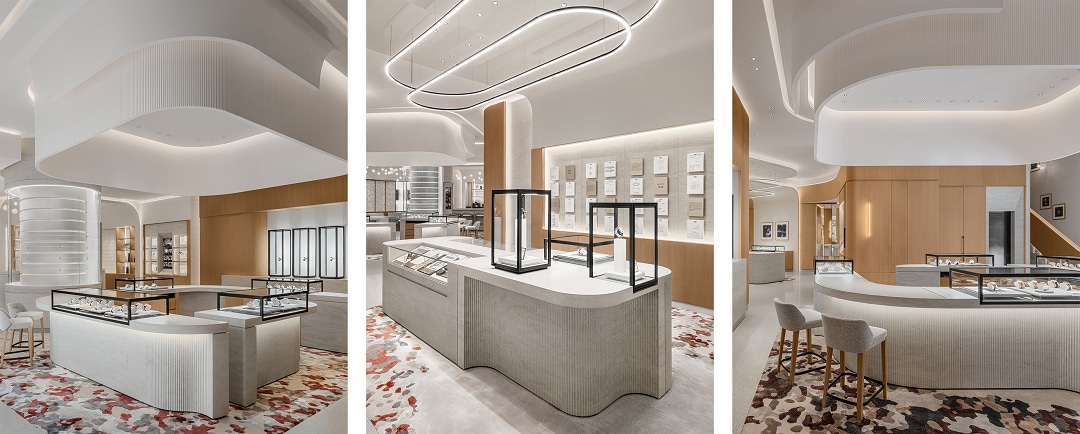 Three photos from interiors of Jaeger-LeCoultre Boutique