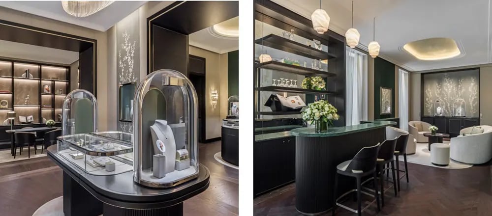 Inside Van Cleef & Arpels boutique in Florence