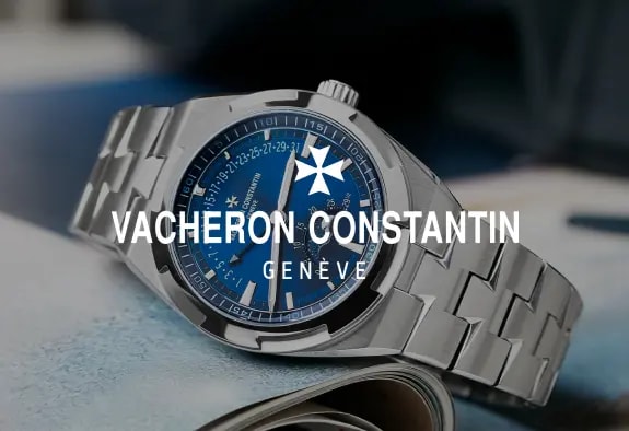 Vacheron Constantin logo with a watch in the background