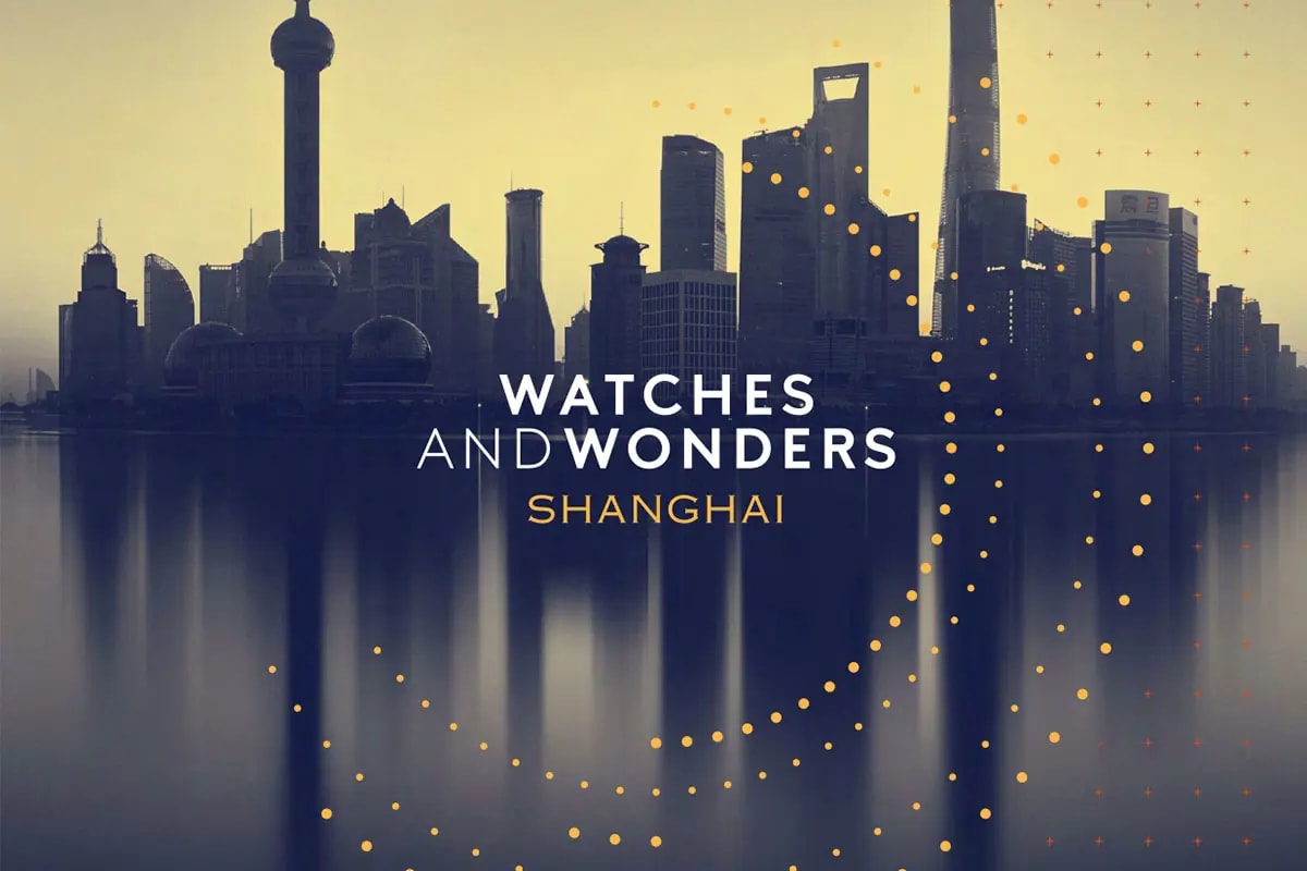 Watches And Wonders logo with Shanghai skyline in the background